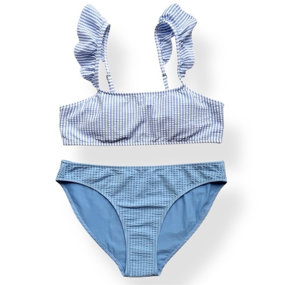 Vineyard Vines NEW Seersucker Bikini Set Small blue stripe pastel flutter preppy - Picture 1 of 11
